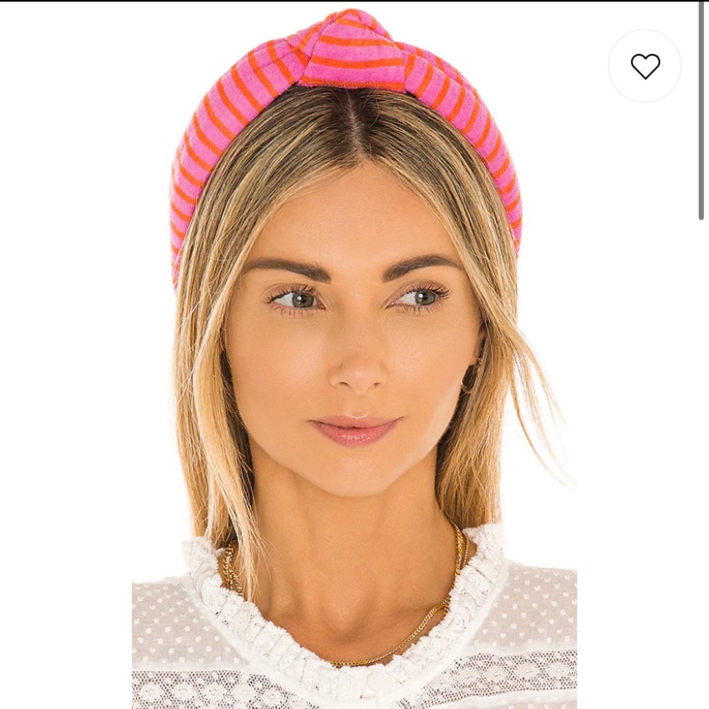 Lele Sadoughi Terry Cloth Knotted Headband in Fuchsia Tangerine BNWT